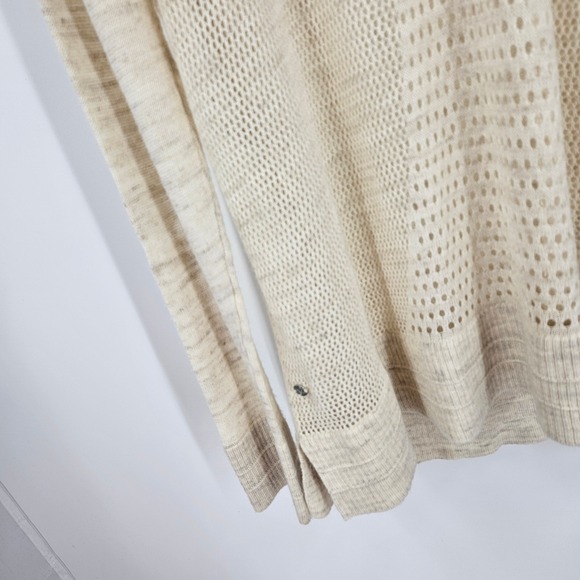 Lululemon Sweater Cream Long Sleeve Crew Neck Knit Mesh Detail Pullover Size L - Picture 7 of 8
